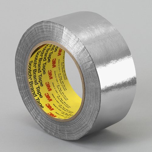 1" 3M 363 High Temperature Aluminum Foil/Glass Cloth Tape with Silicone Adhesive, silver, 1" wide x 36 YD roll