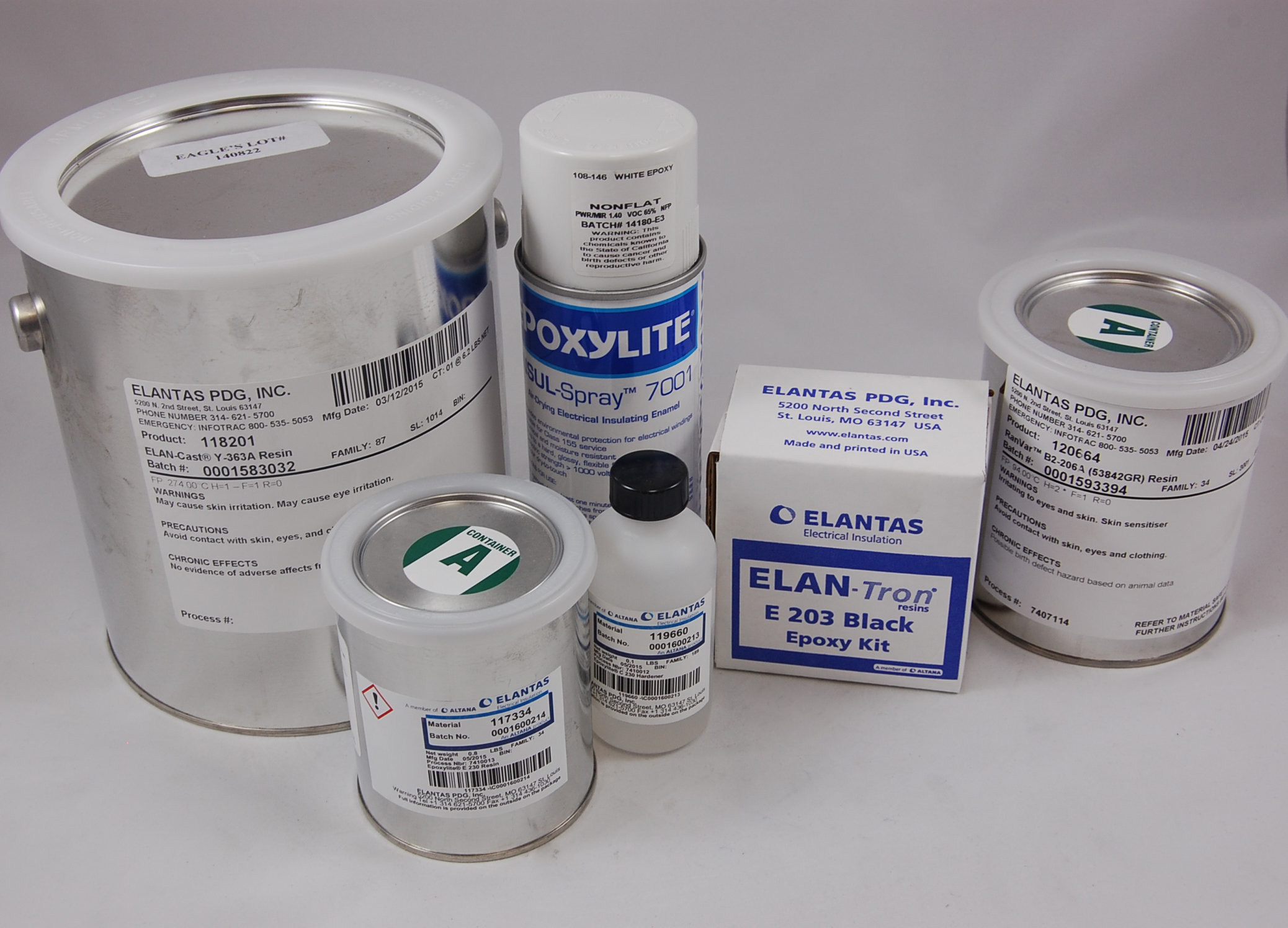 ELAN-Tron E 211 Blue Resin/C 301 Hardener Two-Component Epoxy Brush-On Compound Kit, blue, 24 bottles x 100 GRAM each