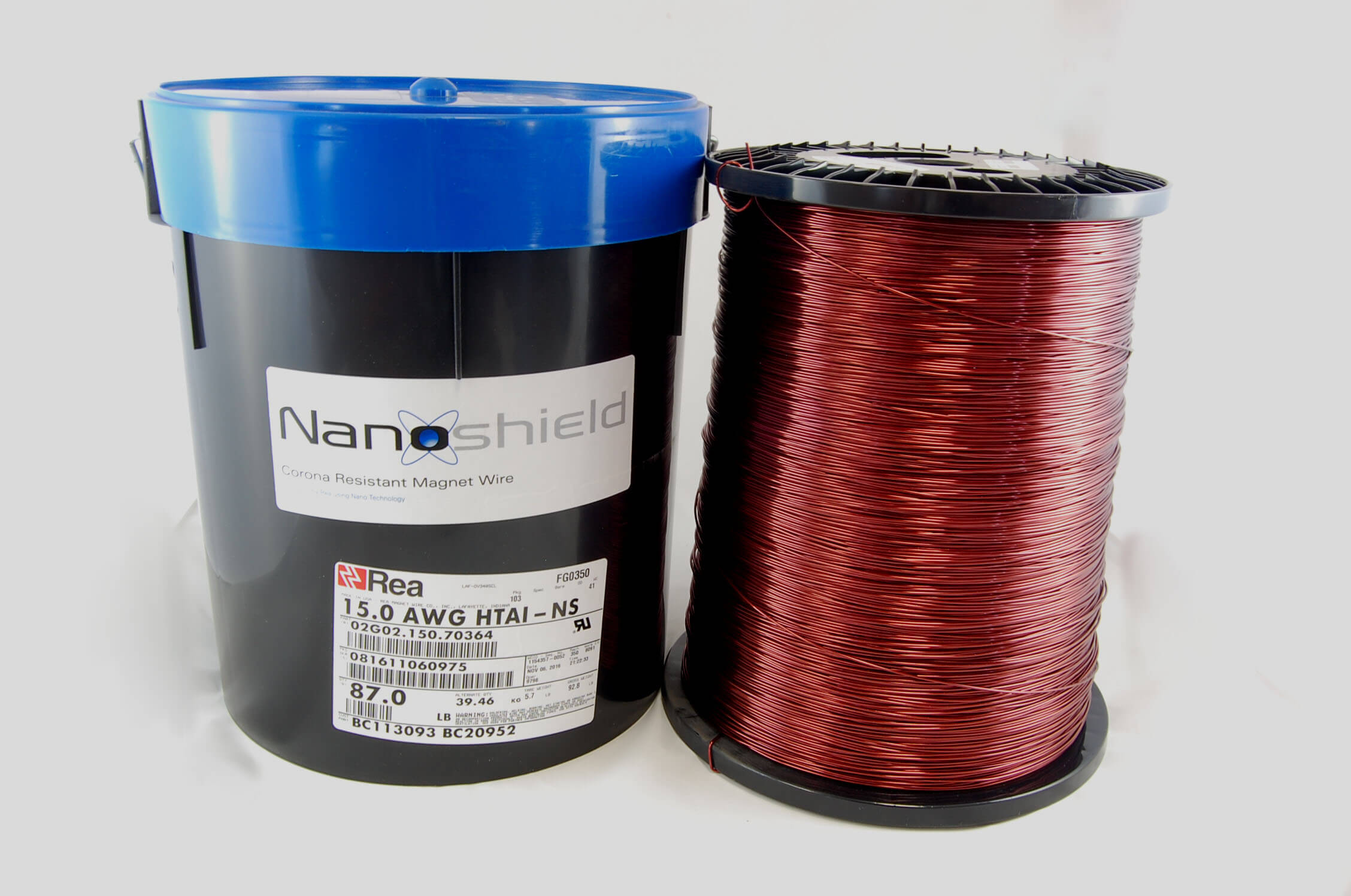 #25 Heavy Nanoshield SD HTAIH-NS (Inverter Duty) Round MW 35 Copper Magnet Wire 200°C, copper, 85 LB pail (average wght.)