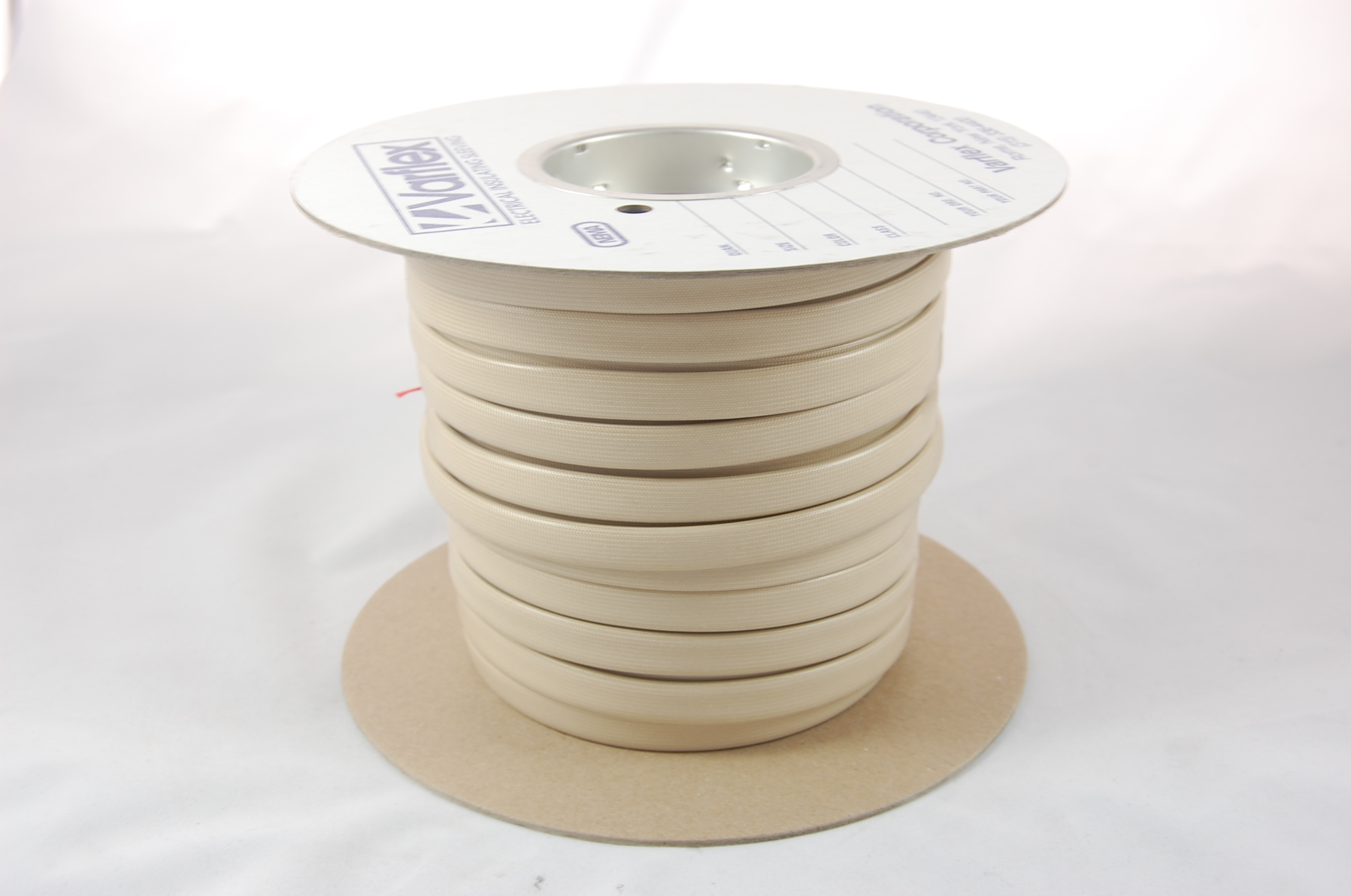 #20 AWG Varglas Silicone Rubber Grade H-A-1 (8000V) High Temperature Silicone Rubber Coated Braided Fiberglass Sleeving 200°C, natural, 500 FT per spool